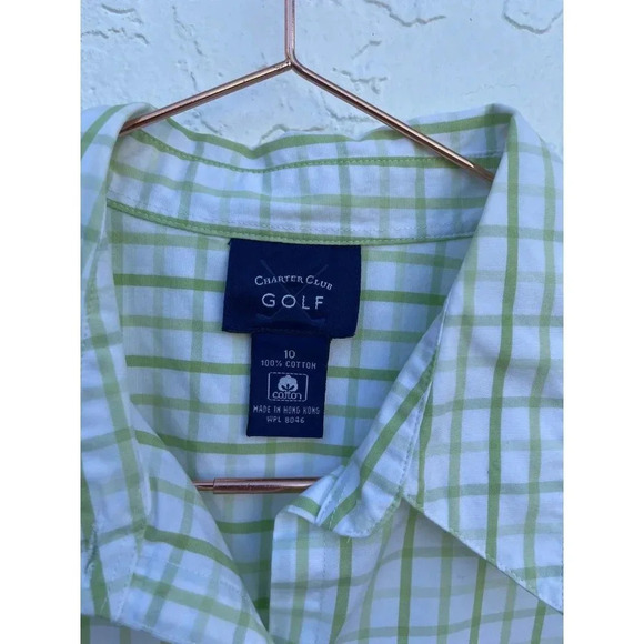 Charter Club Golf Womens Button Down Sleeveless Collared Shirt Blue Stripes Ligh - Picture 6 of 6